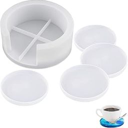 SNOOGG Pack of 1 Round Coaster with Stand Resin Silicone Mold 4 Inch for Resin Art, Coaster Stand Silicone Molds Epoxy DIY and More-image-34