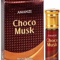 AMANZI Choco Musk Attar Roll-On Perfume for Men & Women | Alcohol-Free Long-Lasting Fragrance Oil | Sweet Chocolate & Vanilla Top Notes | Musky & Velvety Heart | Amber & Woody Base | 6ml Pack of 1-5