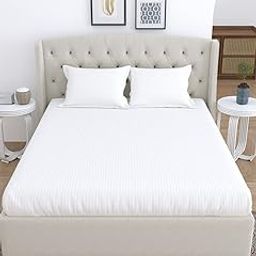 LINENWALAS 100% Certified Cotton Bedsheet with Pillowcase 210 TC Single Bedsheet, Fade-Resistant Soft & Hypoallergenic Hotel Quality Flat Bedsheet (60x90 Inches/White)-image-18