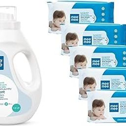 Mee Mee Mild Baby Liquid Laundry Detergent, 1.5L & Caring Baby Wet Wipes, Lemon Fragrance, 72 Pieces (Pack of 5) Combo-image-30
