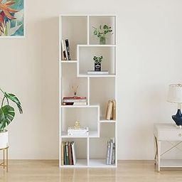 Medina Book Shelf for Home, Book Shelf for Home Library, Wooden Book Rack, Corner Shelf for Living Room, Study Room & Office Wooden Furniture (White)-22