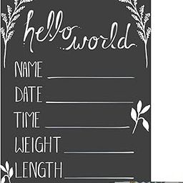 Cohas Hello World Newborn Baby Announcement Sign with Chalkboard Style Surface, 9 by 12 Inches, White Marker-image-56