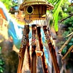 Decorative Bamboo Wind Chime with Birdhouse Design, Traditional Handcrafted Garden Chime for Positive Energy-image-64