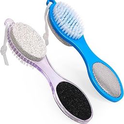 Pumice Stone Brush for Feet, 2 Pack Foot Brush Scrubber 4 in 1 Pedicure Paddle Kit for Foot Care ( Lilac and Blue)-16