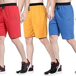 Men's Plus Sizes Cotton Shorts M to 5XL, 28 to 48 Inches Waistline Red, Mustard, Blue (Size- 3XL, 38 to 42 Inches, Pack of 3)-picture-37