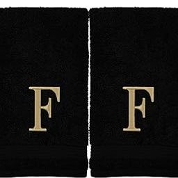 Custom Luxury Towels Monogrammed Hand Towels for Bathroom | Set of 2 | Genuine Turkish Towels | Choose Towel and Thread Color | A - Z | Monogrammed Towels with Embroidered Modern Font-image-35