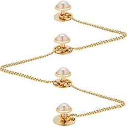 Brass Kurta Buttons with Pearl Effect Stone and Chain TNSPKURTA1987 (Pearl)-6