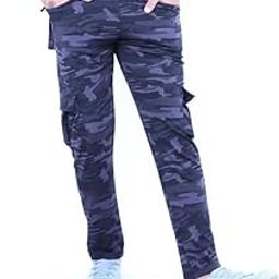 Amazn Men Military Camouflage Dry-Fit Six Pocket Gym Trackpant,Joggers,Sports Pant | Blue-image-97