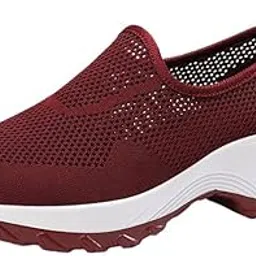 chuongkaiye Women's Slip-On Mesh Shoes Soft Sole Woven Heels Thick Lightweight Footwear-picture-16