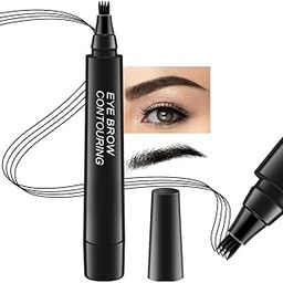 Waterproof Eyebrow Pen - Long Lasting, Sweat-Proof 4 in 1 for Eyeliner & Microblading - Suitable for All Skin Types, Ideal for Summer & Outdoor Travel (BLACK)-15