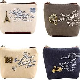 4pcs Coin Pouch Cute Decor Soft Canvas Coin Purse Change Cash Bag Zipper Small Purse Wallets for Women Girls Kids-image-25