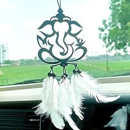 Ganesha Car Hanging Dreamcatcher – Elegant Lord Ganpati with White Feathers for Positive Energy & Car Interior Décor-image-95