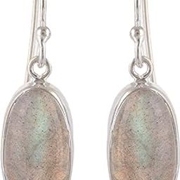 SilverTree925 Natural Fashionable Labradorite Gemstone Earrings for girls in PURE Sterling Silver (ST 498)-image-23