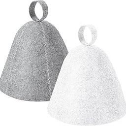 REMJUD 2 Pack Sauna Hat, Wool Felt Sauna Cap Russian Banya Cap Unisex Sauna Hat for Steam Bath Sauna Accessories(White,Gray), Gray and White, Gray and White-picture-11