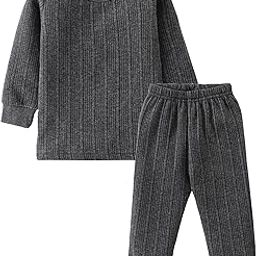 minmum Kids Unisex Baby Boys & Girls Winter Wear Thermal Set with Round Neck Full Sleeve Top and Pajami with Grip-image-4