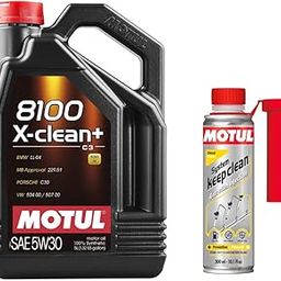 Motul 8100 X-Clean+ Engine Oil (5w-30) -5 Liter, Compatible with Car and Diesel System Keep Clean (300ml) Combo-10