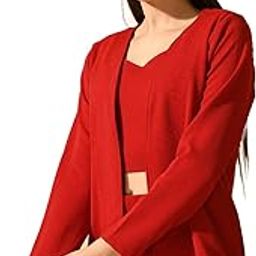 Women Red Solid Solid Jacket-picture-9
