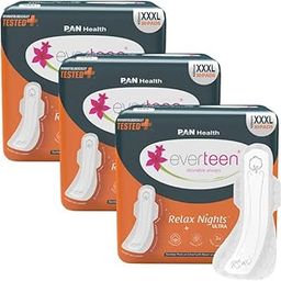 everteen Relax Night 90 XXXL Ultra Thin Sanitary Pads for Women, For Super Heavy Flow with Wider Back, Front to Back Coverage, Upto 12 Hours of Absorption, Maternity Pads, Pack of 3 (410mm)-image-45