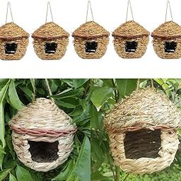 CALANDIS™ 5 x Handwoven Straw Bird Nest House Breeding Grass Cave Tree Decor | Birdhouses | Bird & Wildlife Accessories | Yard, Garden & Outdoor Living-image-18