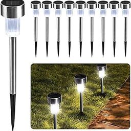 DGOOLS Solar Garden Stake Lights - LED Lights - Waterproof Rechargeable Stainless Steel Garden Lights for Pathway Lighting - Outdoor Solar Lights for Garden (White) (10)-image-85
