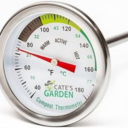 Compost Thermometer - Cate's Garden Premium Stainless Steel Bimetal Thermometer for Backyard Composting - 2 Inch Diameter Fahrenheit Dial, 20 Inch Temperature Probe-image-31
