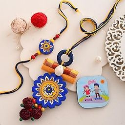 CraftVatika Rakhi with Gift for Brother and Bhabhi, Terracotta Rakhi for Bhaiya Bhabhi, Ecofriendly Rakhi with Fridge Magnet Gift, Couple Pair Rakhi Rakshabandhan Gift, Fridge Magnet for Door Decor-image-83