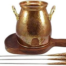 Indian Fashion Hut Pure Copper Table Tandoor with Wooden Bottom Base with 3 Sticks-picture-30