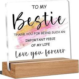 Bs amor Bestie Gift for Women, Ideas Acrylic Sign Desk Decorations Best friend Birthday Women, Thanksgiving Gift for Bestie Bff Friends Appreciation Keepsake, 5 X 4 Inches-image-28