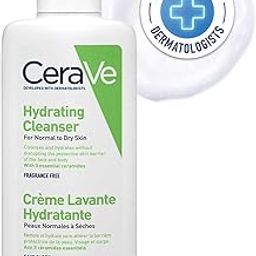 CeraVe Hydrating Cleanser For Normal To Dry Skin (88ml) - Non-Foaming Face Wash with Hyaluronic Acid And Ceramides | Non-Comedogenic, Non-Irritating And Fragrance-Free Cleanser-56