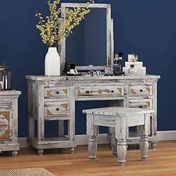 Arman Handicrafts Wooden Dressing Table for Bedroom with 5 Drawer, Mirror and Huge Storage Space | Long Dresser Table with Mirror |-image-44