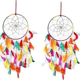 BS AMOR Dream Catcher | Wall Hangings | Home Decor,Multicolor Feathers,Combo Pack of 2-image-18