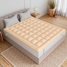 Curious Lifestyle Super Soft 600 GSM Microfiber Mattress Topper | King Size (72 x 78 Inch) | Quilted Mattress Padding| Grey & Beige | Breathable, Hypoallergenic & Machine Washable-image-39