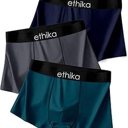Men's Extra Thin Elastic Underwear Long Comfortable Ice Silk Breathable Comfort Brief-Boxer-Trunks Imported Material Pack of 3 Multicolour-3