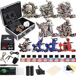 Starter Complete Tattoo Kit 9 Machine Gun Power Supply 50 Needles 40 Ink Set D23-image-21
