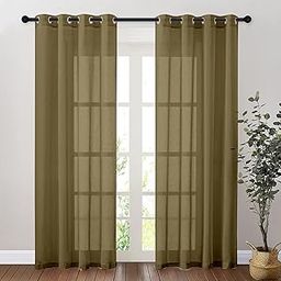 Amazon Basics - Linen Textured Sheer Door Curtains | Light Filtering | 7 Feet | Set of 2 | Plain Design | for Living Room, Bedroom & Balcony | 210cm x 115cm, Color - Taupe-image-40