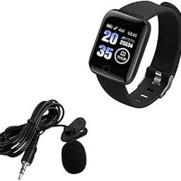 Combo Pack of 2 Items - Mini Lavalier Mic Microphone, Bluetooth D116 SmartWatch with Heart Rate Monitor (1 Year Warranty)-4