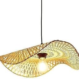 Handwoven Rattan Pendant Light, Wave Design Bamboo Ceiling Lamp, Natural Wicker Shade, AC/DC-image-77