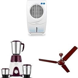 Bajaj PX 97 Torque New 36L Personal Air Cooler (White), Rex Mixer Grinder 500W (Purple) & Frore 1200 MM (48") 1 Star Rated Ceiling Fans For Home (Brown)-image-37
