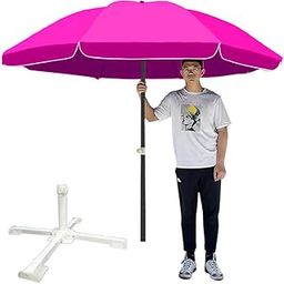 FunSiper Garden Umbrella With Stand 7ft Outdoor Big Size Waterproof & Sun Protection Havey Duty Cloth Patio Garden Outdoor Umbrella with 4Leg Stand (Baby Pink)-16