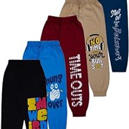 Boy's Cotton Regular Fit Printed Track Pants (Pack fo 5)-image-33