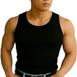 rockwell Men’s Premium Cotton Vest – Sleeveless Gym Undershirt | Breathable, Stretchable & Skin-Friendly Innerwear for Everyday Comfort | 005 (in, Alpha, L, Regular, Black)-picture-33