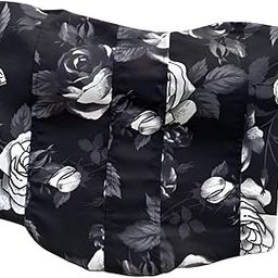 Floral Print Corset Top, Black and White Rose Pattern, Bustier Style-image-78