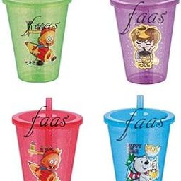faas BPA Free Sipper Glass with Straw and Lid for Kids Easy to sip The Water - Pack of 4 (Multicolour)-30