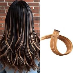 VIVIAN 2 Pcs Single Clip Synthetic Hair Side Covers Up Extension/Patch For Women, 20 Inch (Gold) (Pack of 2)-43