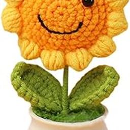 Sunflower Crochet, Knitted Flowers, Crochet Flowers for Desk, Car Dashboard Home, Cheerful Gift for Women, Offices-image-85