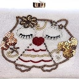 Girls Embroidered Owl White Clutch for Party Wedding-28
