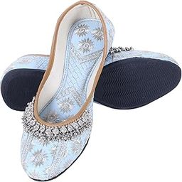Women Comfortable Cushioned Traditional Ethnic Rajasthani Embroidered with Payal Punjabi Style Mojari Jutti Fancy Bellies Shoe Woman-image-2