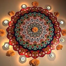 The Brown Box-Readymade Rangoli for Floor, Big Size Rangoli,Artificial Rangoli,MDF Rangoli,Rangoli mat-32