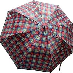 25" X 8 2 FOLD BUTTON OPEN POLYESTER CHECKS SILVER UMBRELLA-14