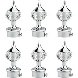 INKART� Diamond Stainless Steel Curtain Bracket Parda Holder with Support 1 Inch Rod Pocket Finials Designer Door and Window Rod Support Fittings (Pack of 10, Silver)-picture-28